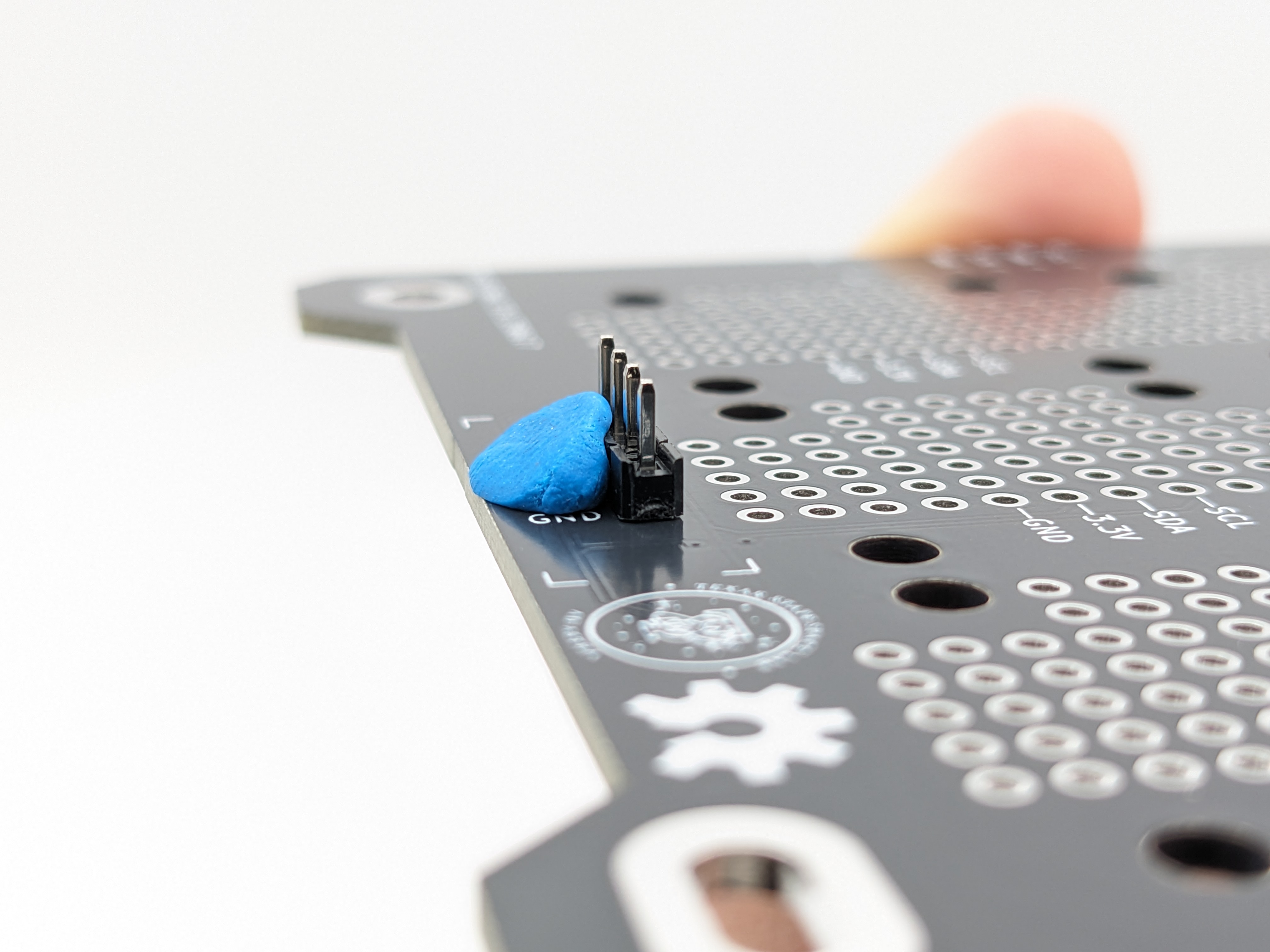 Header pins with Blu-Tak